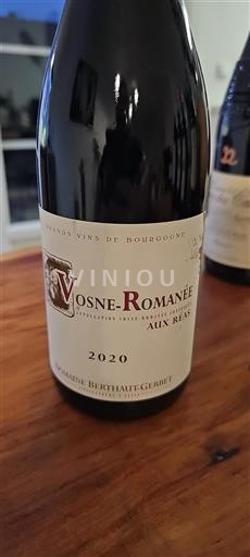 Bourgogne Vosne-romanée Domaine Berthaut Gerbet Aux Réas 2020