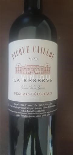 Bordeaux Pessac-Léognan Picque Caillou La Réserve 2020