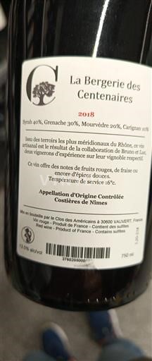 Vallée du Rhône Costières-de-nîmes La Bergerie Des Centenaires 2018