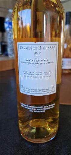 Bordeaux Sauternes Château Rieussec Carmes de Rieussec 2012