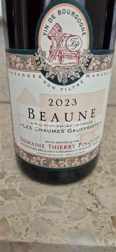 Bourgogne Beaune Domaine Thierry Pinquier Les Chaumes Gaufriots 2023