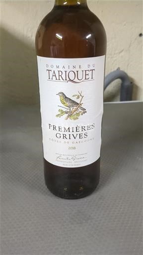 Vin Rouge sec Premières Grives Domaine Tariquet 2016 France Sud-Ouest Côtes de Gascogne