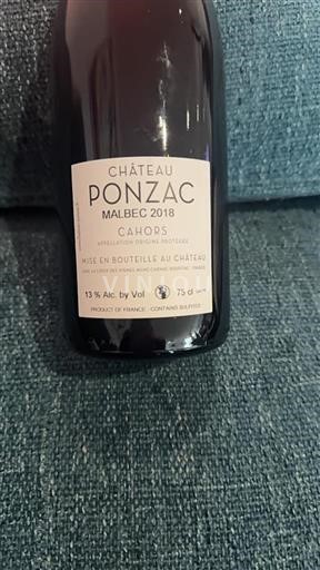 Sudoeste Cahors Château Ponzac Malbec 2018