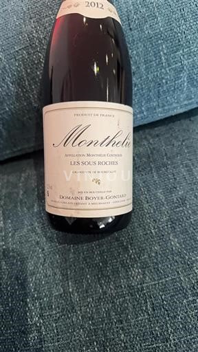 Bourgogne Monthélie Grand Cru Domaine Boyergontard Les Sous Roches 2012