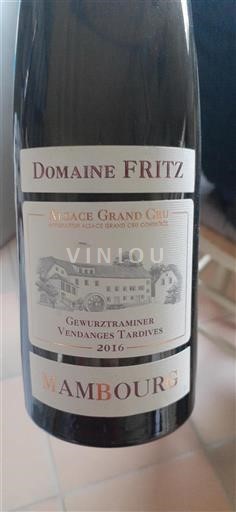Elsass Alsace Grand Cru Grand Cru Domaine Fritz Gewurztraminer Vendanges Tardives 2016