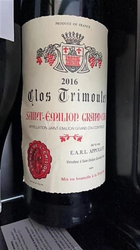 Bordeaux Saint-Émilion Grand Cru Grand Cru Clos Trimoulet 2016