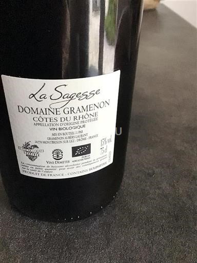 Vallée du Rhône Côtes-du-rhône Gramenon La Sagesse 2023