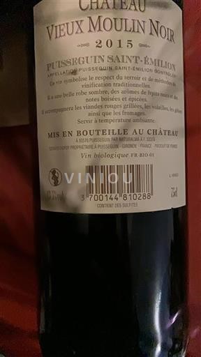 Bordeaux Puisseguin-saint-émilion Château Vieux Moulin Noir 2015