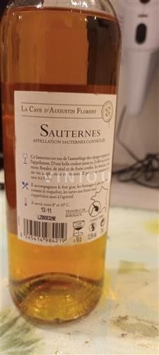 Bordeaux Sauternes La Cave Augustin Florent 2016