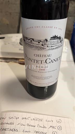 Bordeaux Pauillac Grand Cru Château Pontetcanet 1998