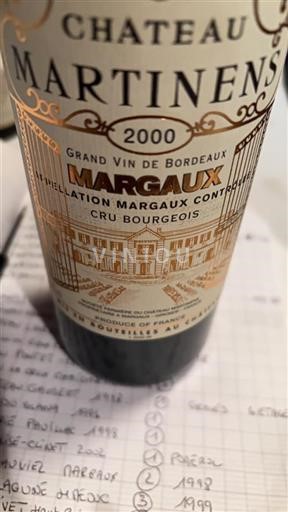 Bordeaux Margaux Cru Bourgeois Château Martinens 2000