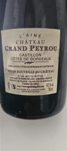Bordeaux Castillon Côtes de Bordeaux Château Grand Peyrou L'Ainé 2020