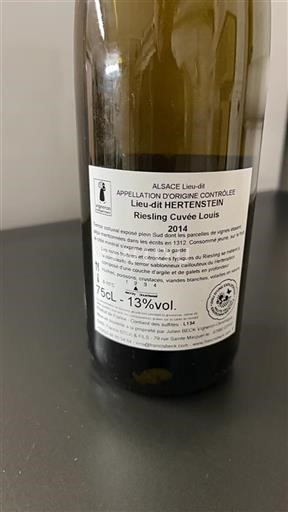 Vin Blanc sec Cuvée Louis Francis Beck 2014 France Alsace