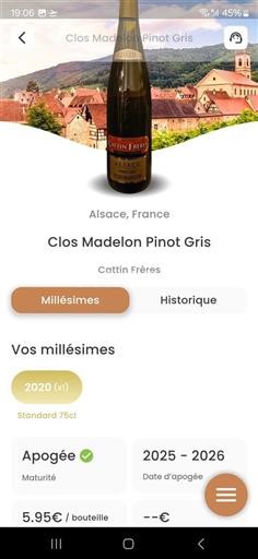 Elzas Pinot grigio Cattin Freres Clos Madelon 2020