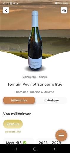 Vallée de la Loire Sancerre Domaine Francine & Maxime Lemain Pouillot Sancerre Bué 2022