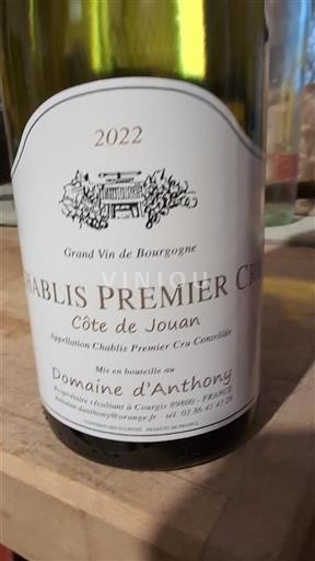 Bourgogne Chablis Premier Cru Premier Cru Domaine Anthony Côte de Jouan 2022