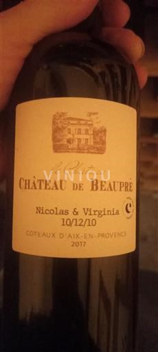 Provence Coteaux d'Aix-en-Provence Château Beaupré Nicolas & Virginia 2017