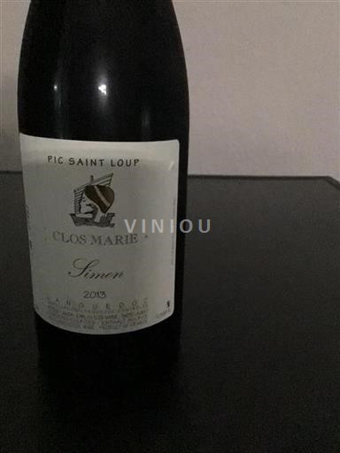 Vin Rouge sec Simon Clos Marie 2013 France Languedoc Pic-saint-loup