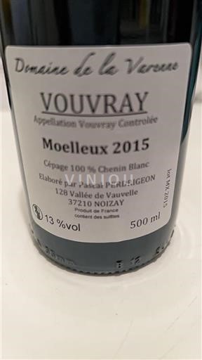 Vin Blanc moelleux Leo Domaine La Varene 2015 France Vallée de la Loire Vouvray AOC