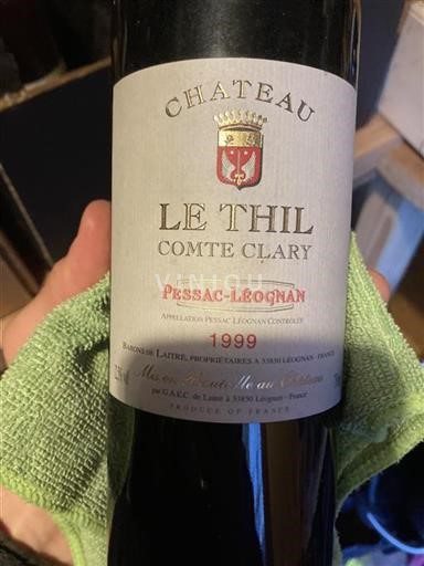 Bordeaux Pessac-Léognan Château Le Thil Comte Clary 1999