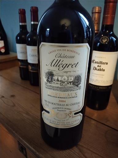 Burdeos Bordeaux Château Allégret 2004
