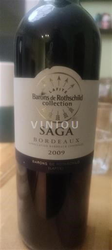 Vin Rouge sec Saga Barons de Rothschild 2009 France Bordeaux Grand Cru