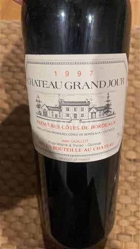 Vin Rouge sec Château Grand Jour 1997 France Bordeaux Premières-côtes-de-bordeaux