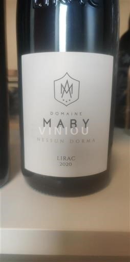 Vin Rouge sec Nessun Dorma Domaine Maby 2020 France Vallée du Rhône Lirac