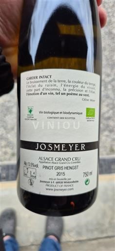Alsace Alsace Grand Cru Grand Cru Josmeyer Pinot Gris Hengst 2015
