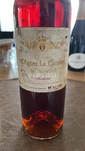 Bordeaux Sauternes Château L'agnet La Carrière Mathilde 1999