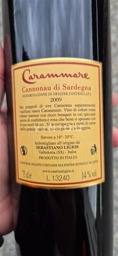 Sardinie Cannonau di Sardinie. Sebastiano Ligios Carammare 2009