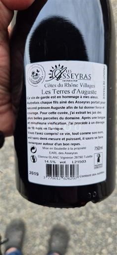 Vale do Ródano Côtes-do-ródano-villages Les Asseyras Les Terres d'Auguste 2019