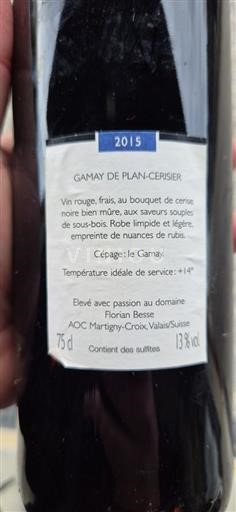 Valais Não especificado Florian Besse Gamay de Plan-Cerisier 2015