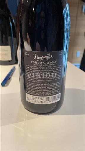 Vin Rouge sec L'impromptu 2017 France Vallée de la Loire Côtes-d'auvergne