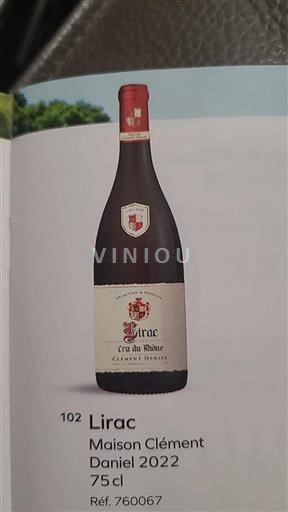 Vin Rouge sec Maison Clément Daniel 2022 France Vallée du Rhône Lirac