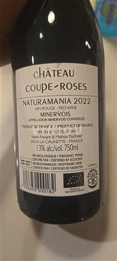 Languedoc Minervois Château Couperoses Naturamania 2022