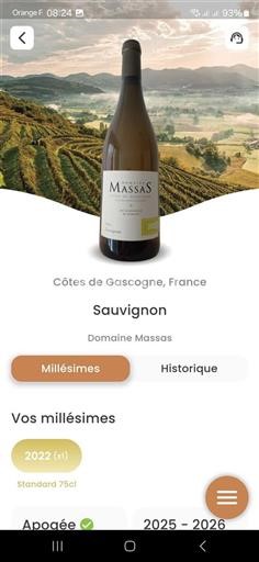 Sydvestfrankrig Côtes de Gascogne Domaine Massas Sauvignon 2022