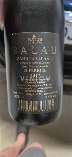 Piémont Barbera d'Asti Baldi Di Burio Balau 2017