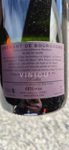 Bourgogne Crémant de Bourgogne Oedoria Rubis Icke årgångsbetecknad