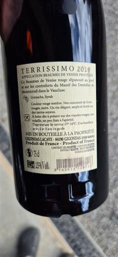 Vallée du Rhône Beaumes de Venise Gigondas Lacave Terrissimo 2019
