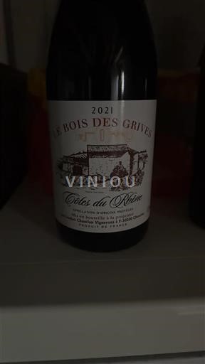 Vin Rouge sec Le Bois des Grives Laudun Chusclan Vignerons 2021 France Vallée du Rhône Côtes-du-rhône