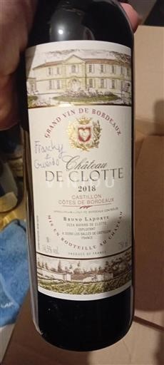 Bordeaux Castillon-côtes-de-bordeaux Château de Clotte 2018