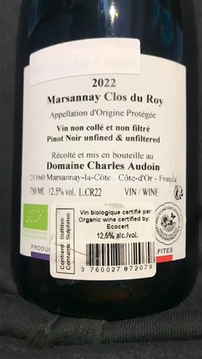 Bourgondië Marsannay Domaine Charles Audoin Marsannay Clos du Roy 2022