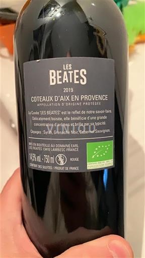 Vin Rouge sec Les Beates Domaine Les Béates 2019 France Provence Coteaux-d'aix-en-provence