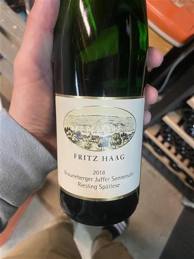 Vin Blanc sec Brauneberger Juffer Sonnenuhr Riesling Spätlese Fritz Haag 2018 Allemagne Mosel