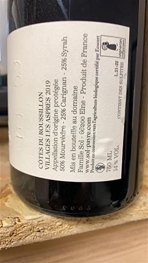Roussillon Côtes du Roussillon Villages Famille Sol Les Aspres 2019