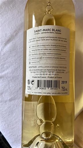Rhônetal Ventoux Les Vignerons De Saint Marc Saint-Marc Blanc 2019