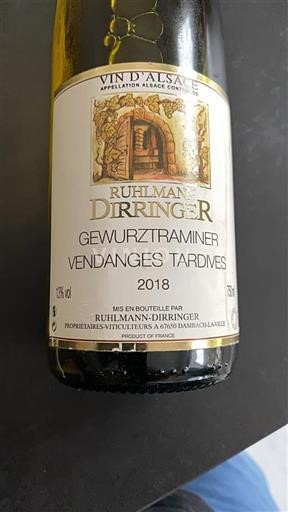 Alsácia Não especificado Ruhlmann Dirringer Vendanges Tardives 2018