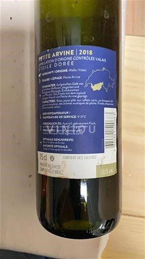 Valais Petite Arvine Étoile Dorée 2018