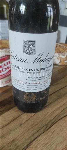 Bordeaux Premières Côtes de Bordeaux Château Malagar 1985